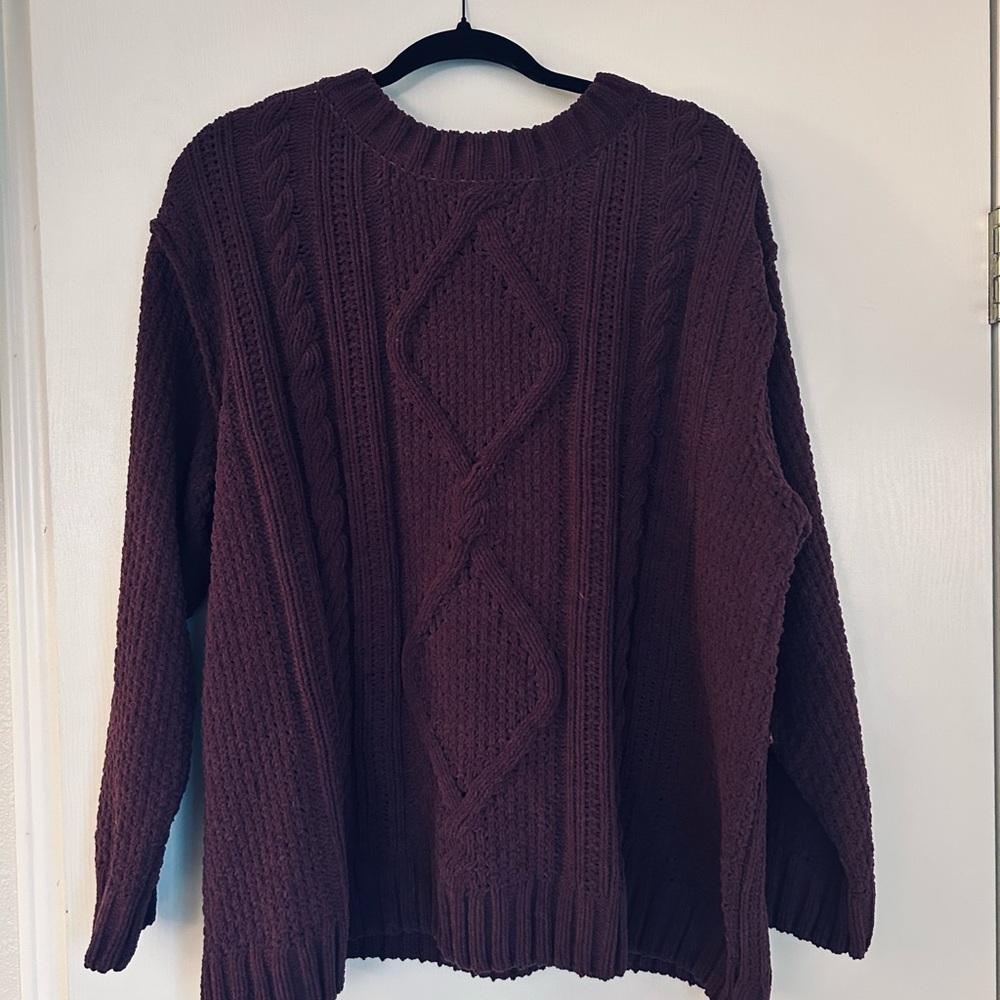 Women's Cable Knit Sweater - Rich Brown